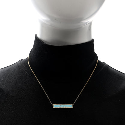 Jennifer Meyer 18K Yellow Gold Diamond Turquoise Bar Pendant Necklace 2 of 4