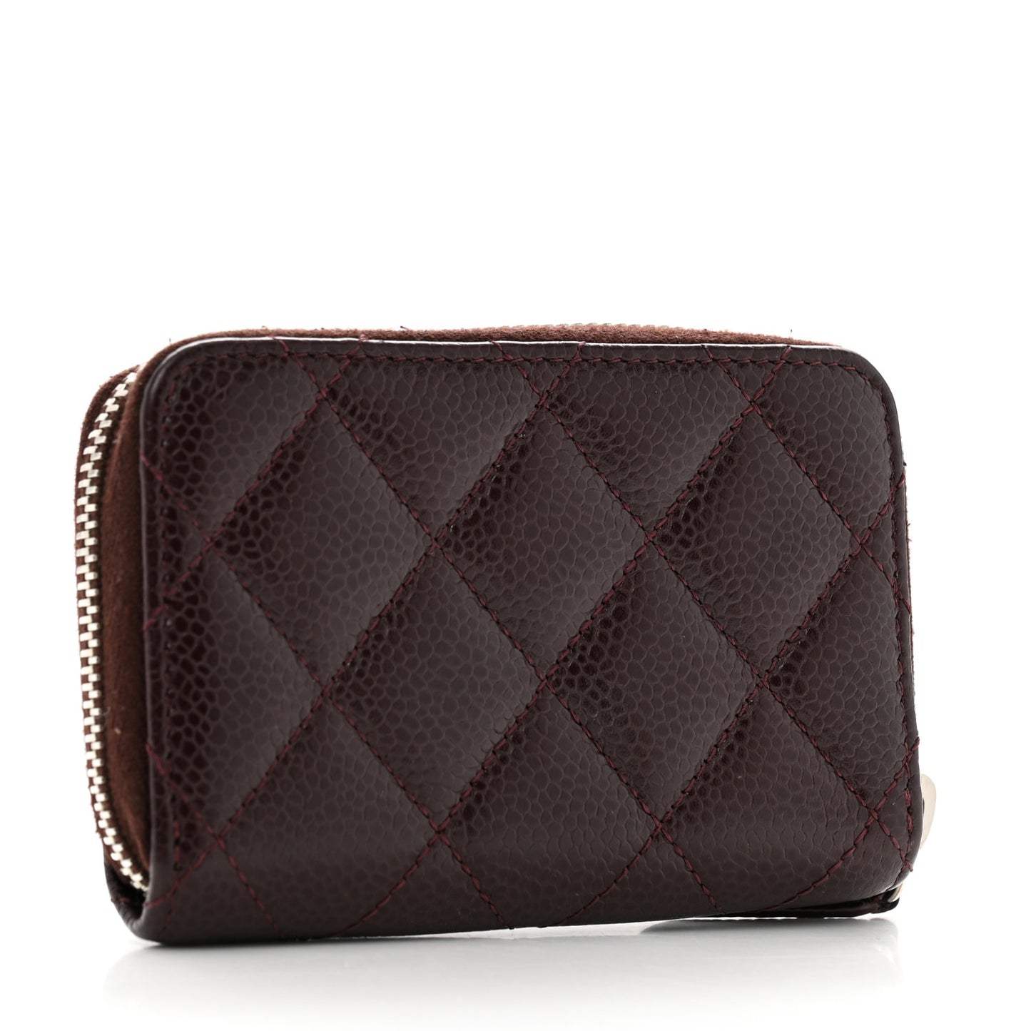 Caviar Quilted Zip Coin Purse Burgundy