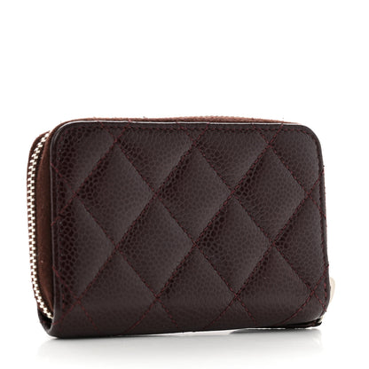 Chanel Caviar Quilted Zip Coin Purse Burgundy 3 of 9