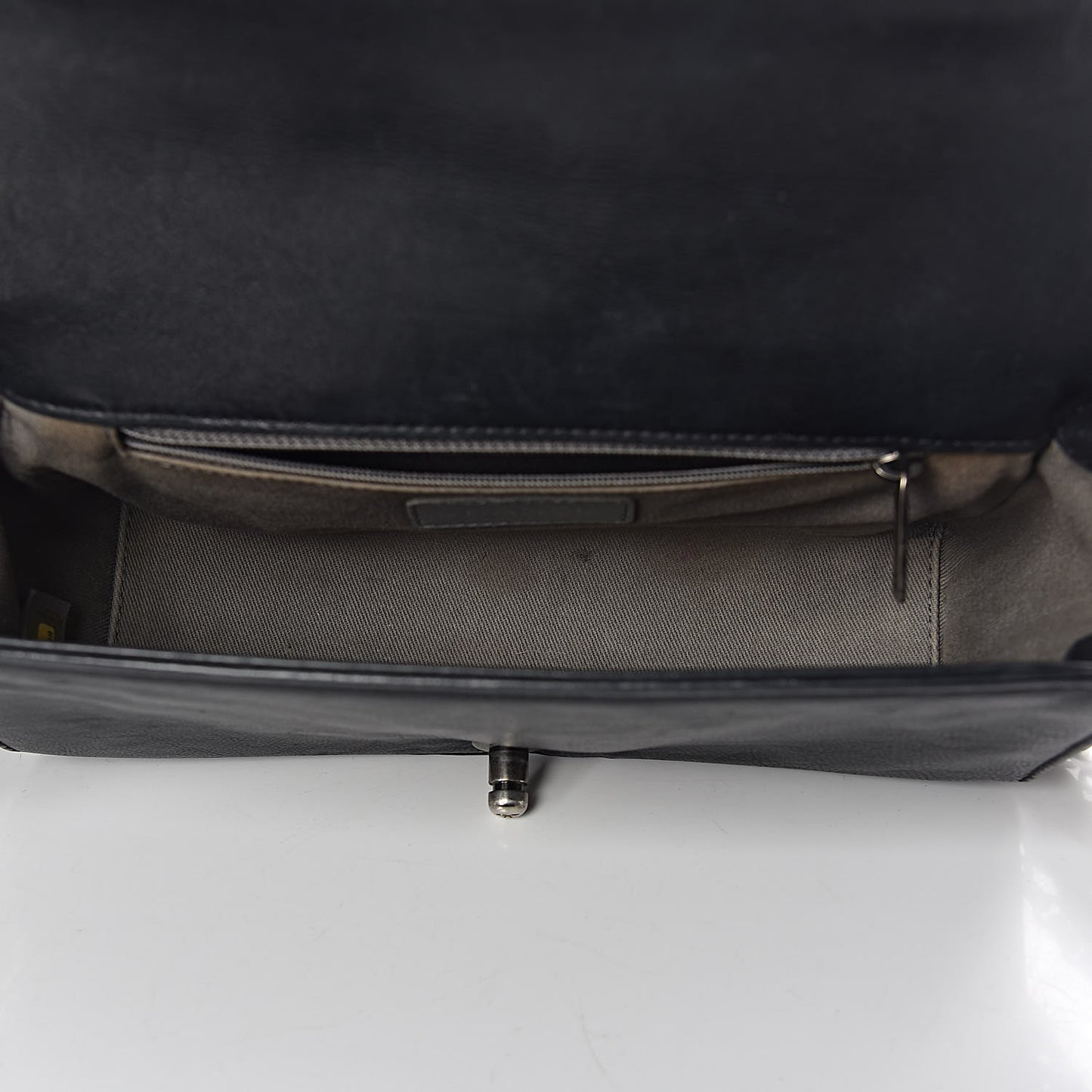 Glazed Calfskin Quilted Medium Boy Flap Black