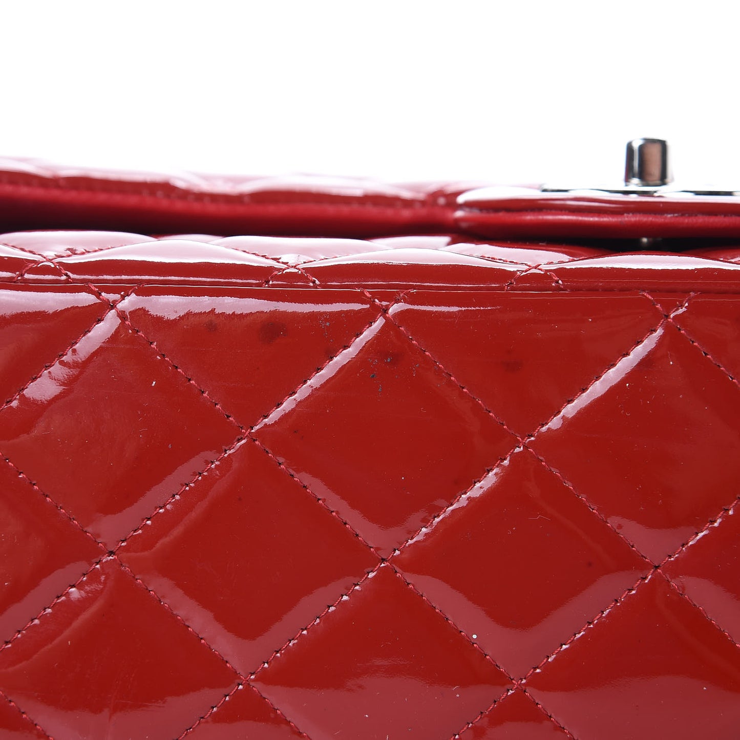 Patent Quilted Maxi Double Flap Red
