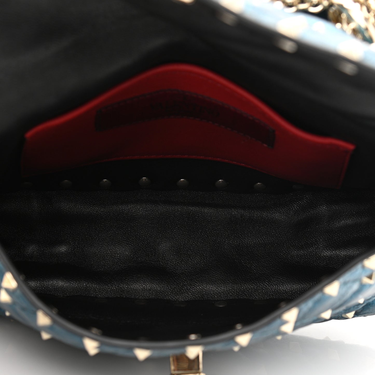 Metallic Wrinkled Lambskin Small Rockstud Spike Shoulder Bag Peacock