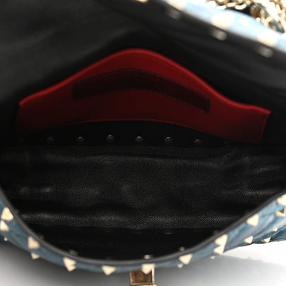 Valentino Garavani Metallic Wrinkled Lambskin Small Rockstud Spike Shoulder Bag Peacock 5 of 10