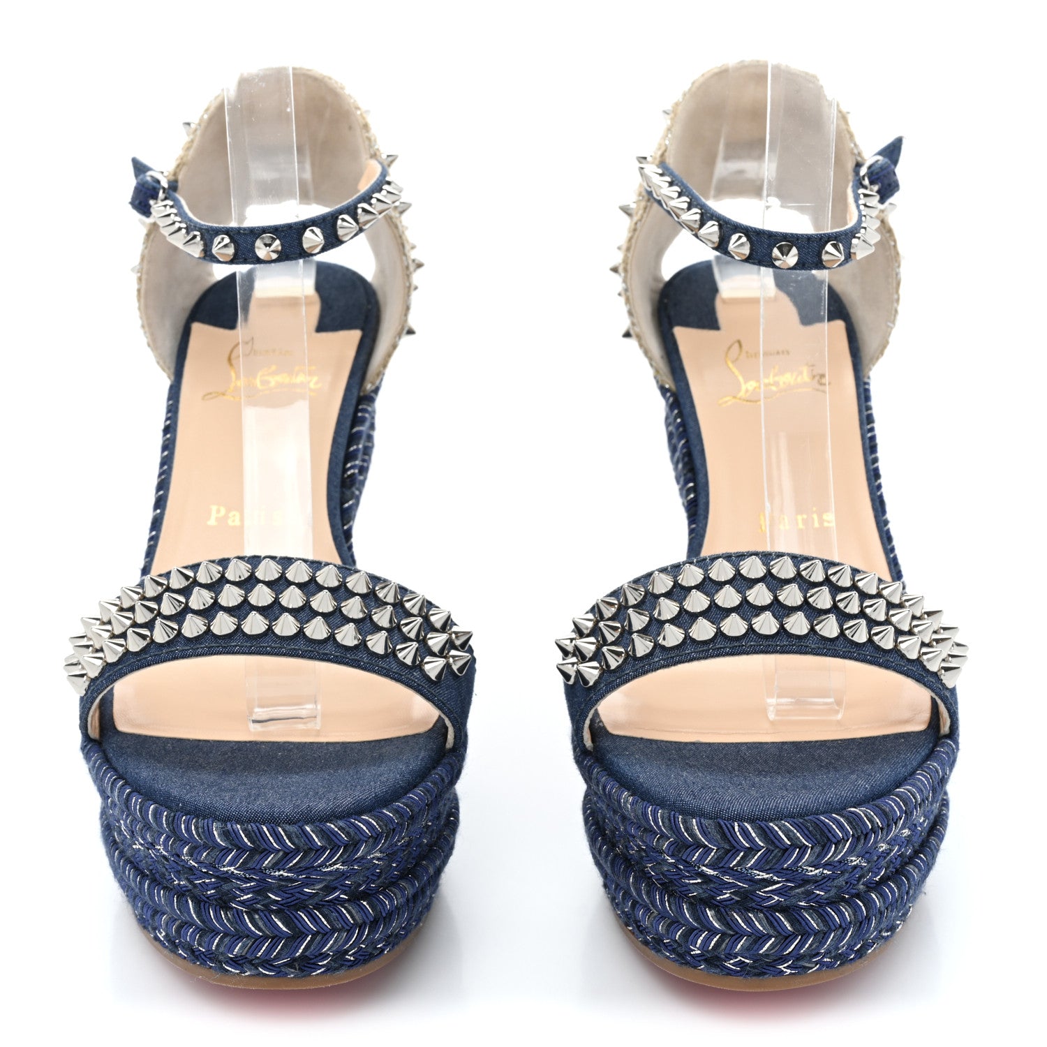 Christian Louboutin Denim Madmonica 120 Wedge Sandals 39 Blue 2 of 9