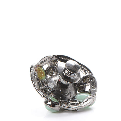 Chanel Gripoix Poured Glass Crystal Pearl Brooch Silver 3 of 9