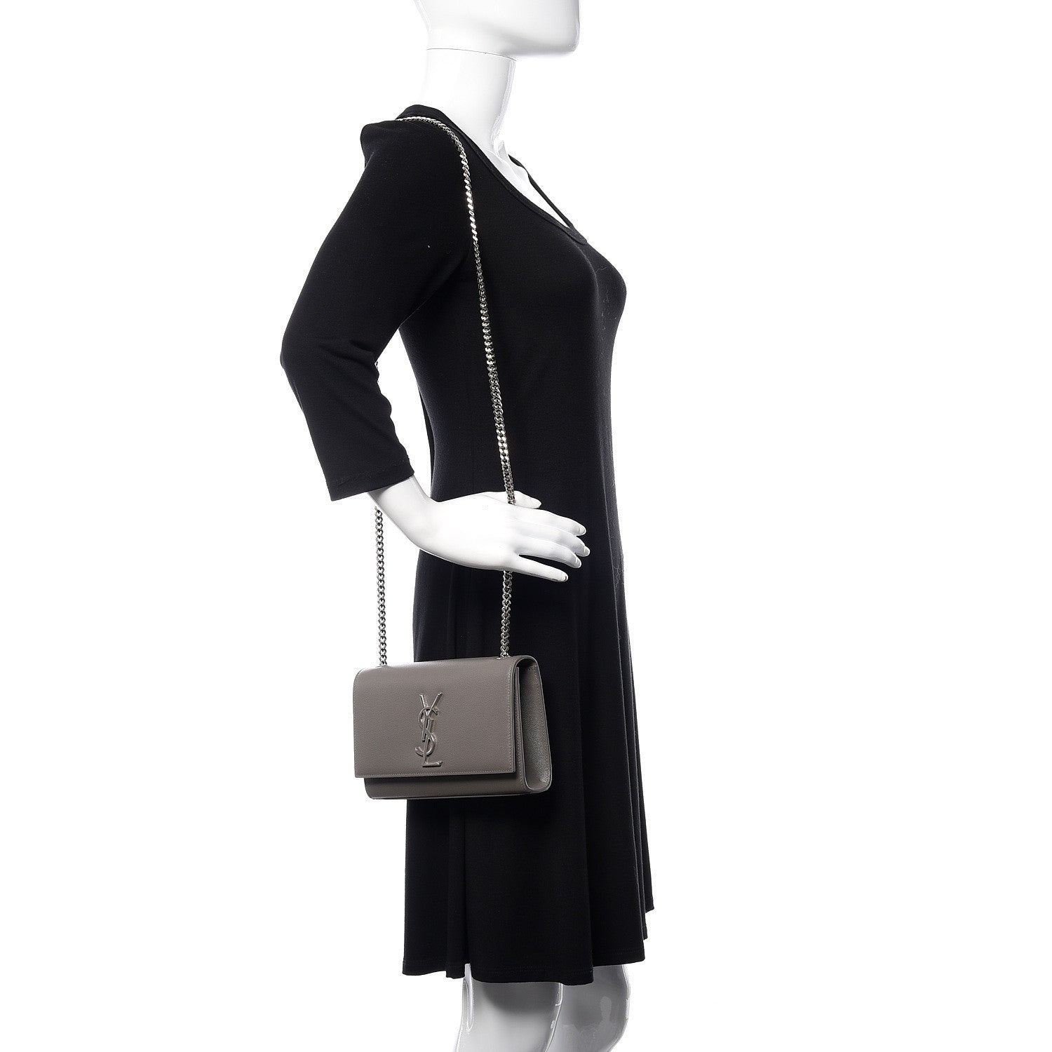 Saint Laurent Grain De Poudre Small Monogram Kate Satchel Fog 2 of 10