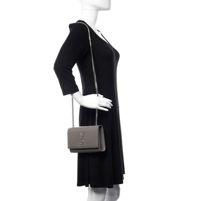 Saint Laurent Grain De Poudre Small Monogram Kate Satchel Fog 2 of 10