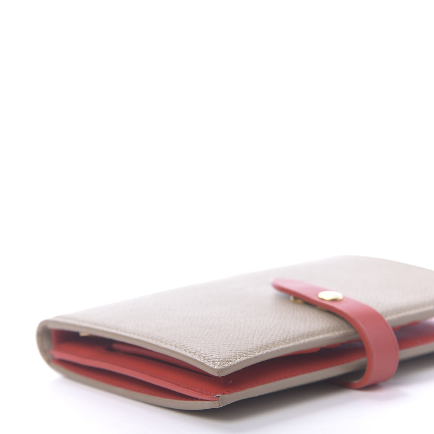 Grained Calfskin Large Multifunction Strap Wallet Pop Red Chalk