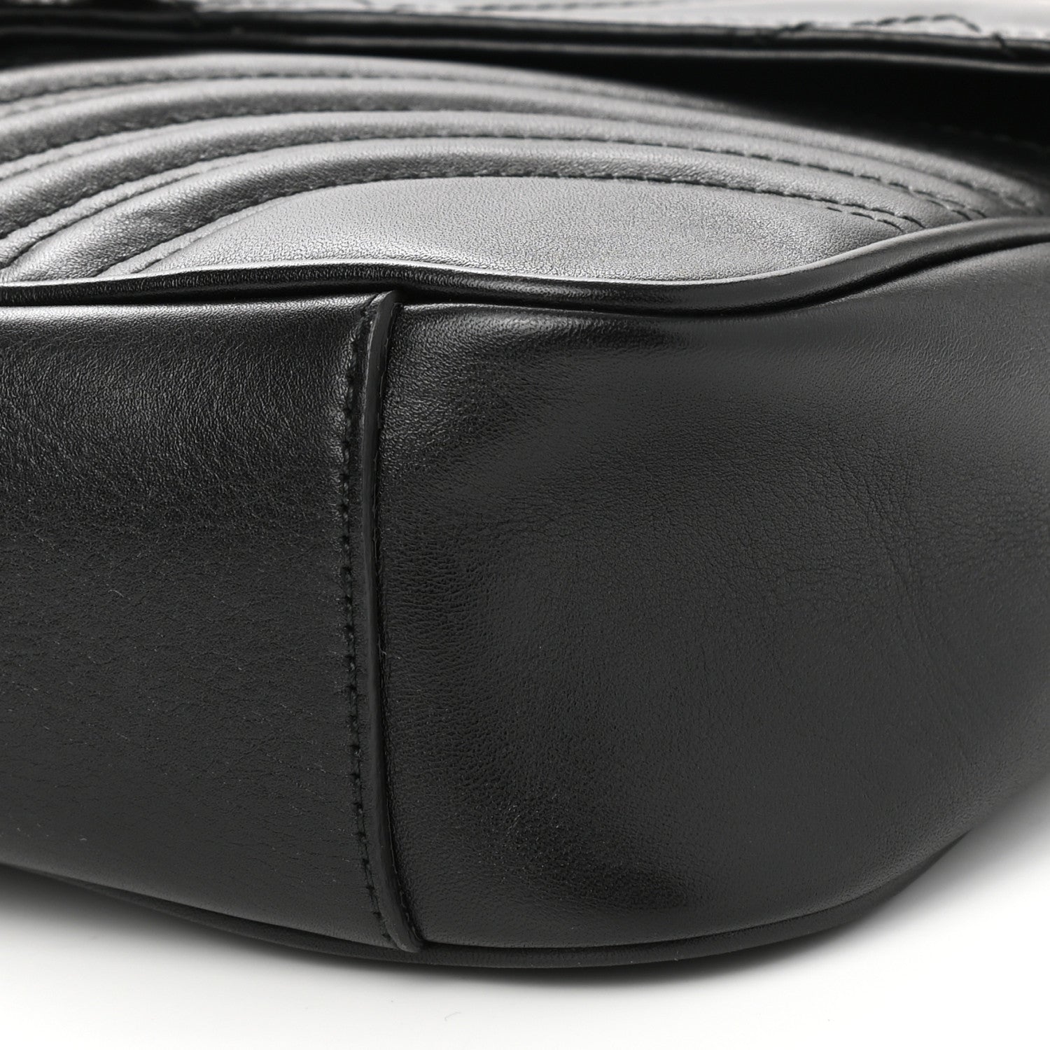 Gucci Calfskin Matelasse Medium GG Marmont Shoulder Bag Black 9 of 11