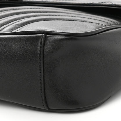 Gucci Calfskin Matelasse Medium GG Marmont Shoulder Bag Black 9 of 11