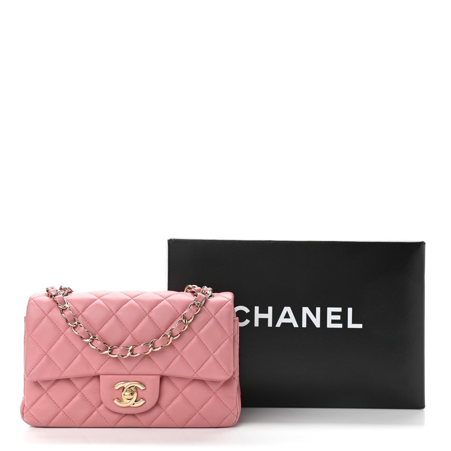 Lambskin Quilted Mini Rectangular Flap Pink