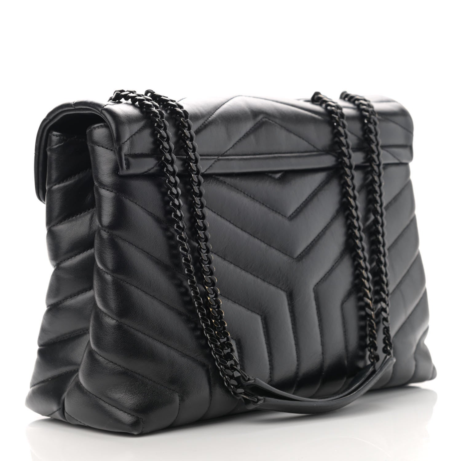 Saint Laurent Calfskin Y Quilted Monogram Medium Loulou Chain Satchel Black 3 of 13