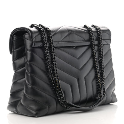 Saint Laurent Calfskin Y Quilted Monogram Medium Loulou Chain Satchel Black 3 of 13
