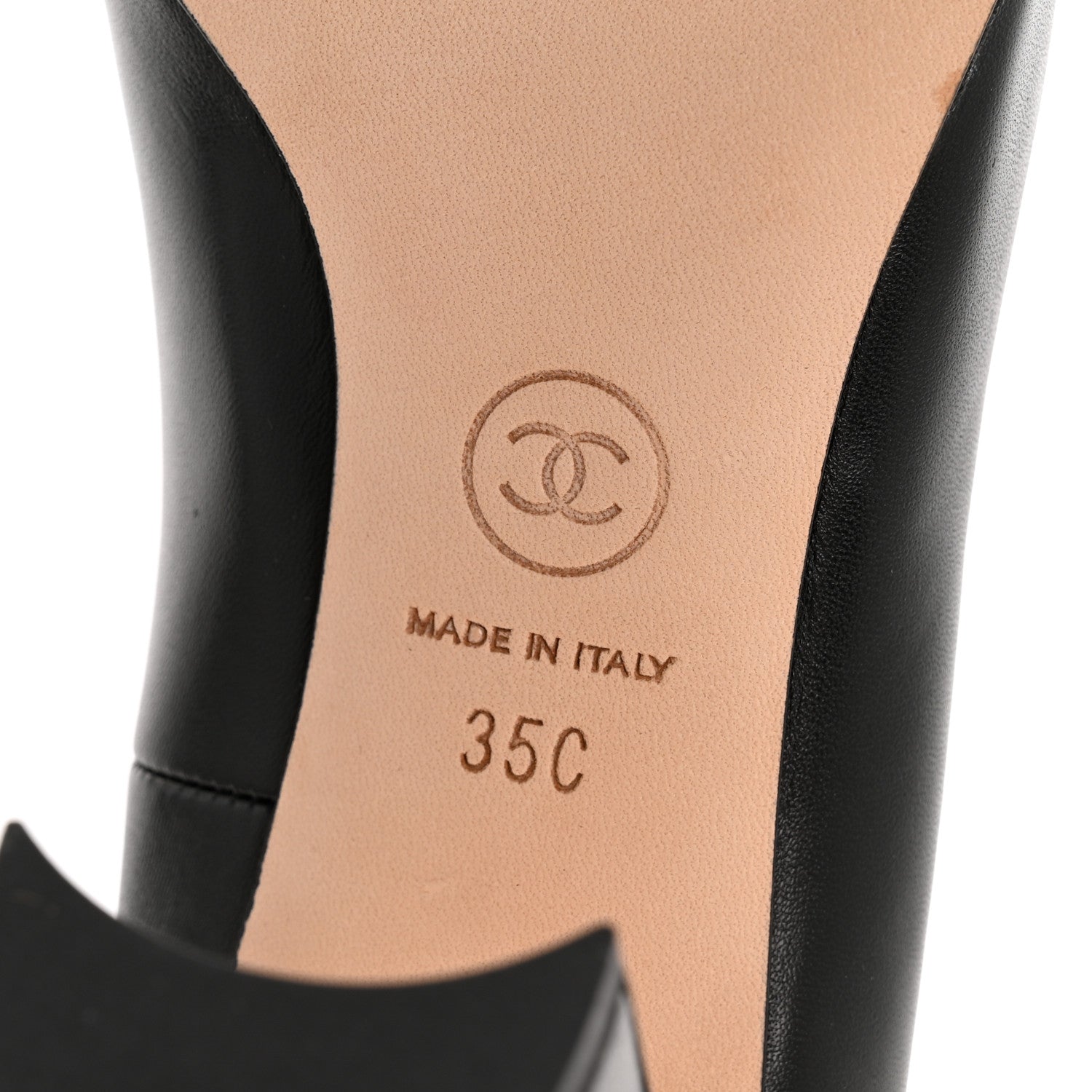 Chanel Calfskin Peep Toe CC Pumps 35 Black 7 of 12