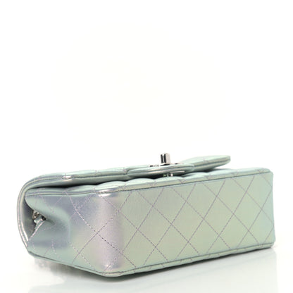 Chanel Iridescent Calfskin Quilted Mini Rectangular Flap Light Blue 4 of 9