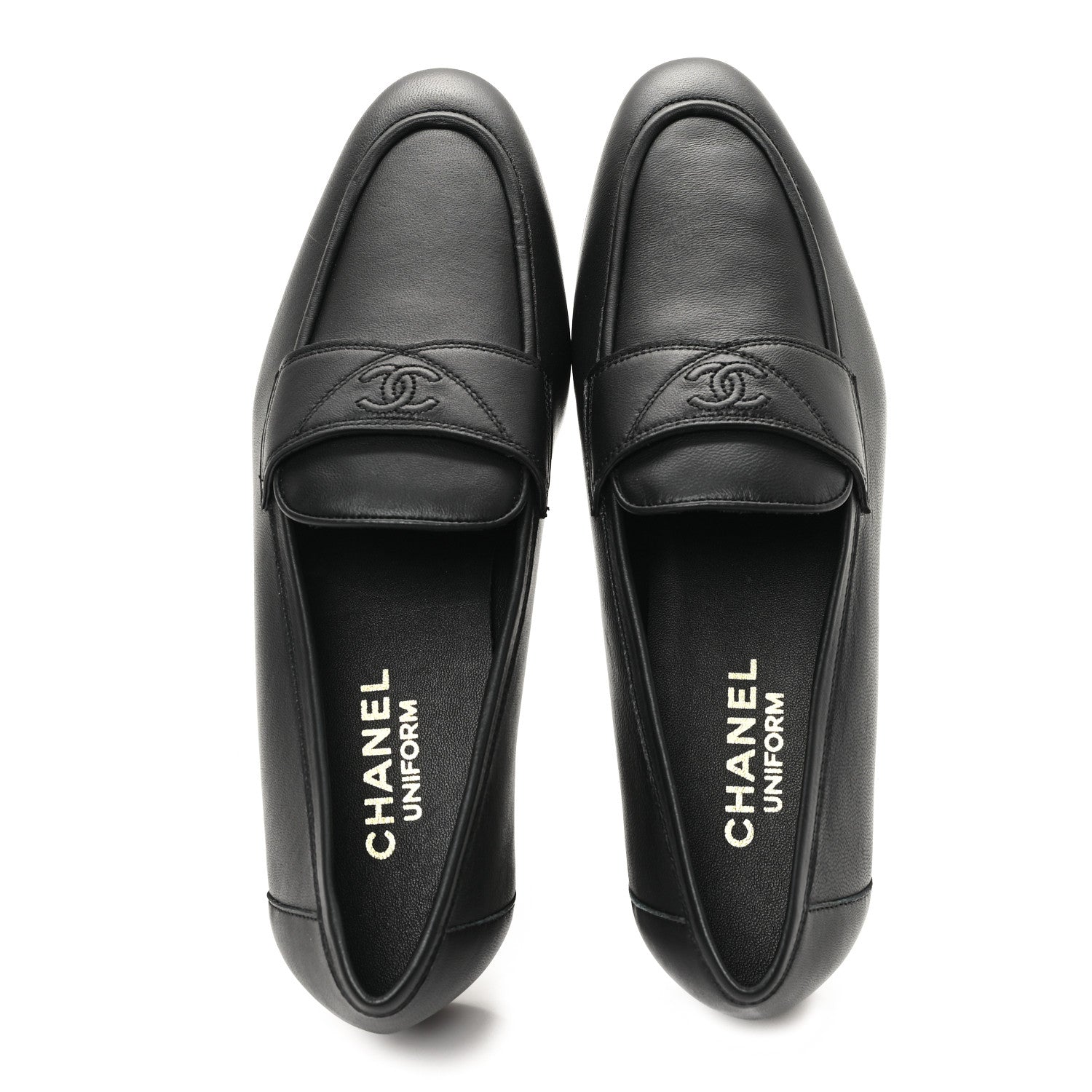 Chanel Lambskin Mens Stitched CC Loafers 42 Black 2 of 10