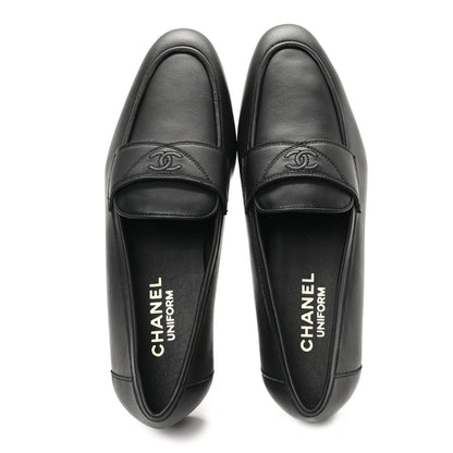 Chanel Lambskin Mens Stitched CC Loafers 42 Black 2 of 10
