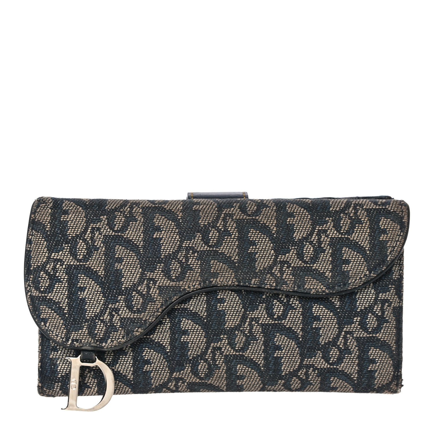 Christian Dior Monogram Saddle Wallet Navy 1 of 13