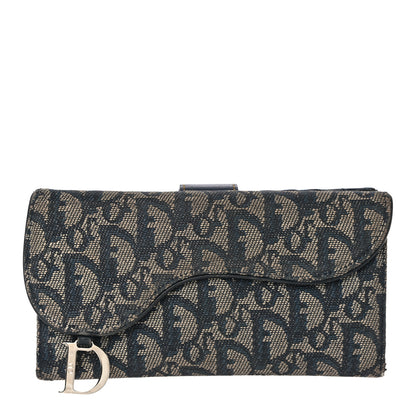 Christian Dior Monogram Saddle Wallet Navy 1 of 13