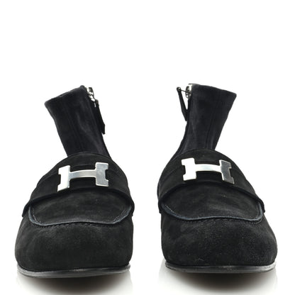 Hermes Stretch Velvet Goatskin Saint Honore Ankle Boots 39 Black 3 of 7