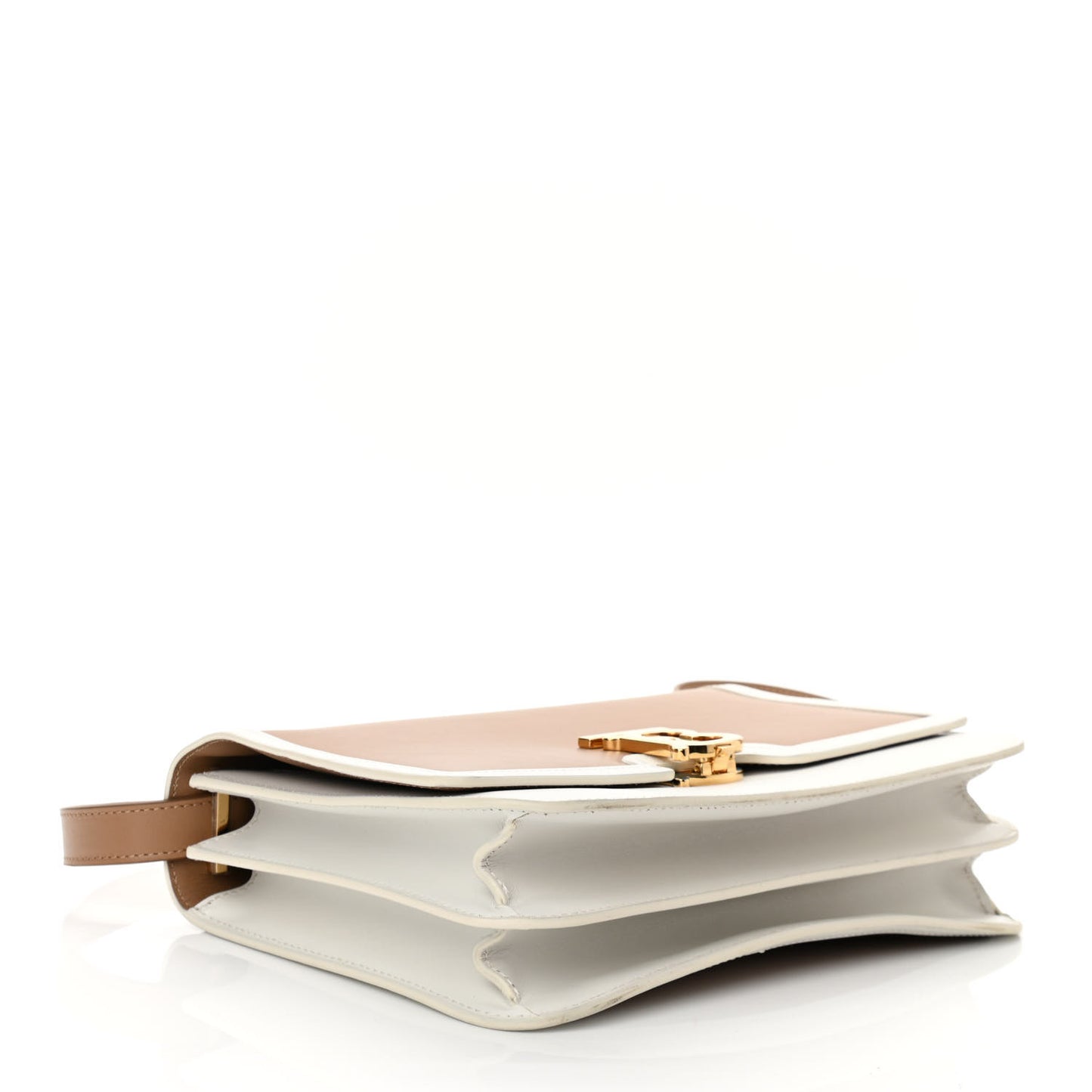 Calfskin Small TB Envelope Clutch Bag Chalk White Camel