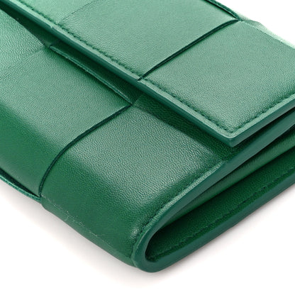 Bottega Veneta Lambskin Maxi Intreccio Cassette Flap Wallet Raintree 11 of 11