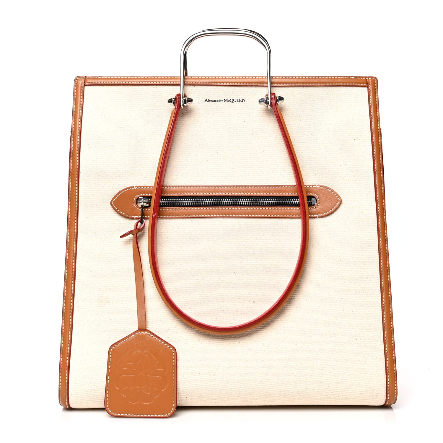 Alexander McQueen Canvas The Tall Story Shoulder Bag Natural Tan 1 of 10