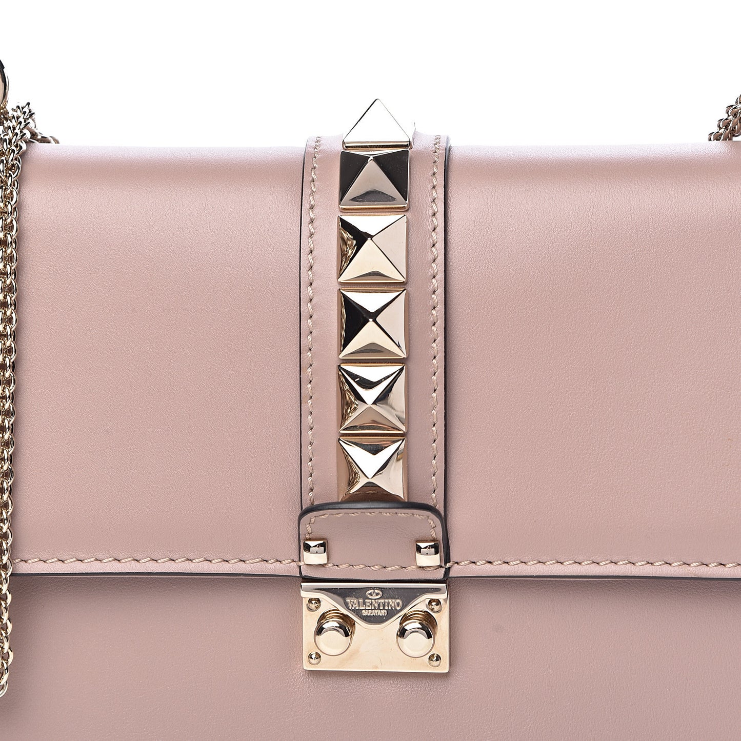 Vitello Medium Glam Lock Rockstud Flap Poudre