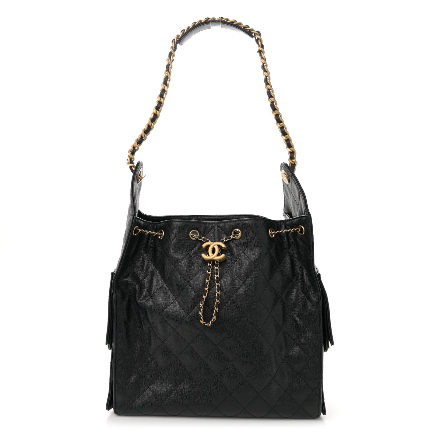 Caviar Quilted Medium Chanel 25 Handbag Black