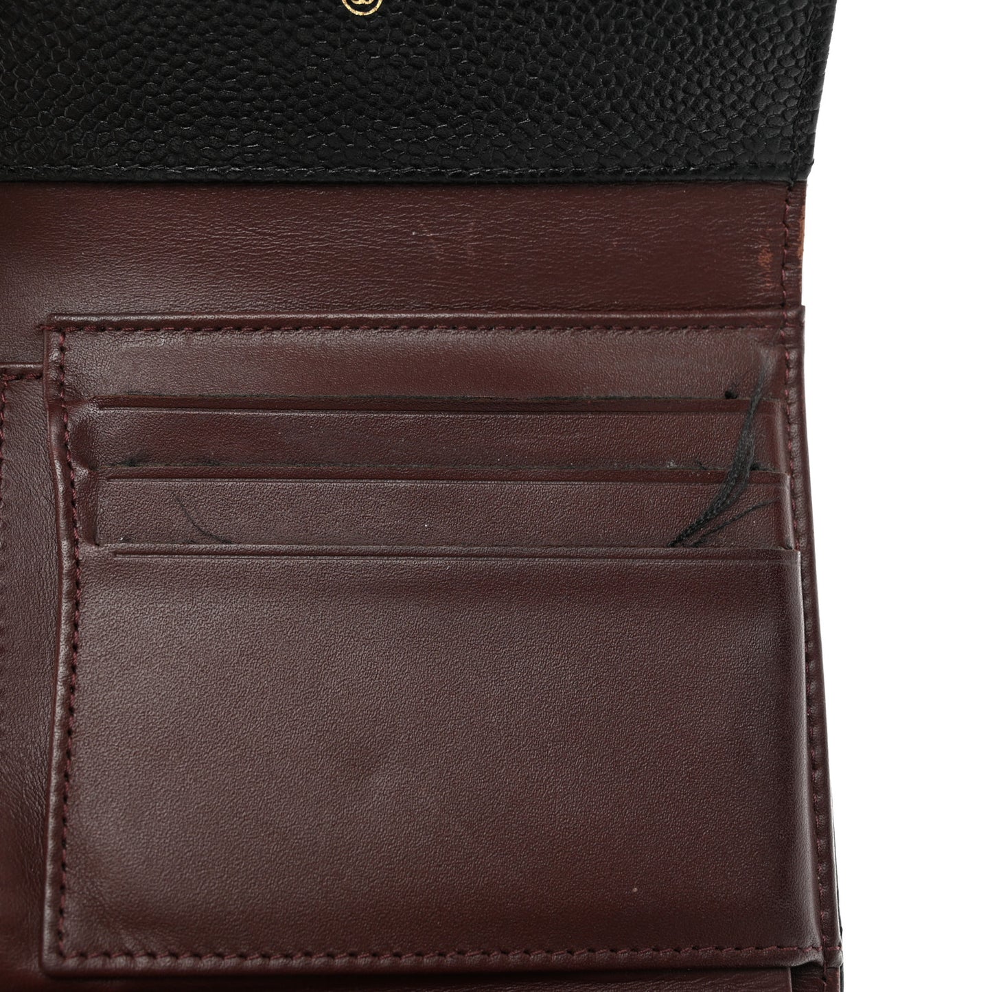 Caviar Quilted Compact Flap Wallet Black
