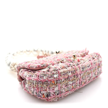 Chanel Tweed Mini Pearl Handle Flap Pink Beige Orange Ecru 4 of 10