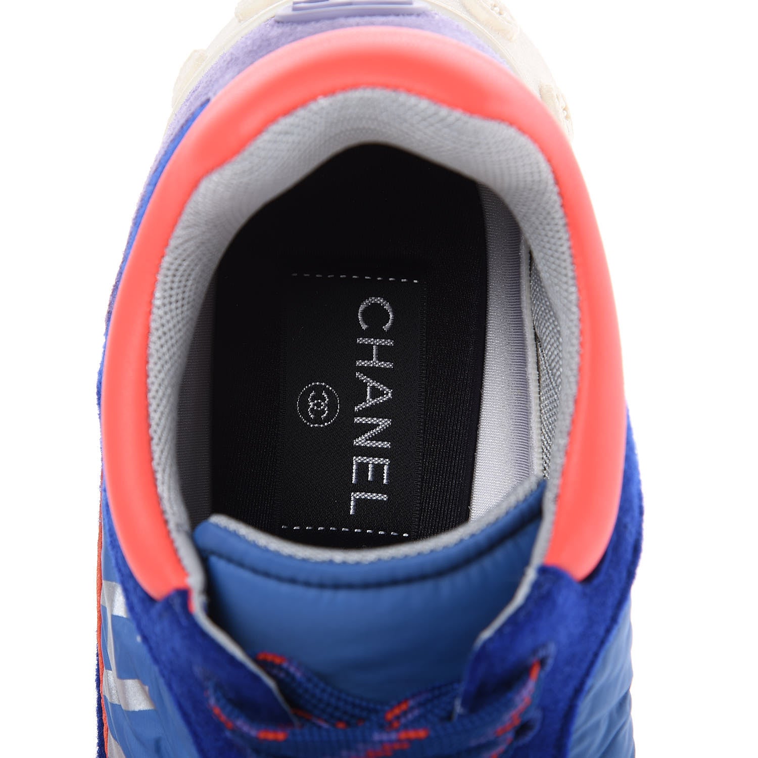 Chanel Wool Nylon Lambskin Suede Calfskin Womens Logo Sneakers 38 Blue Coral 6 of 9