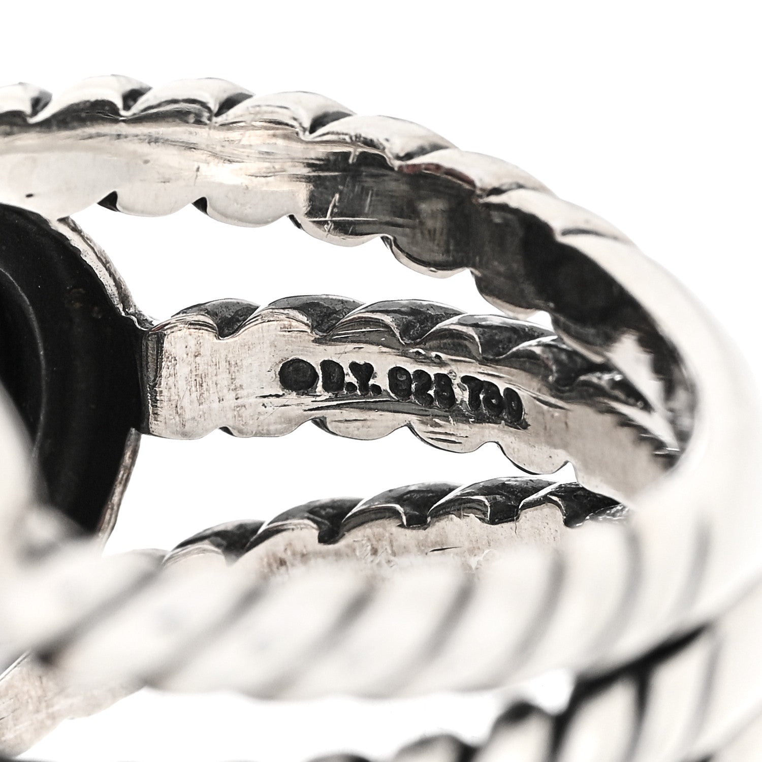 David Yurman Sterling Silver Black Onyx Hematine Garnet Diamond Mosaic Ring 51 5.75 5 of 5