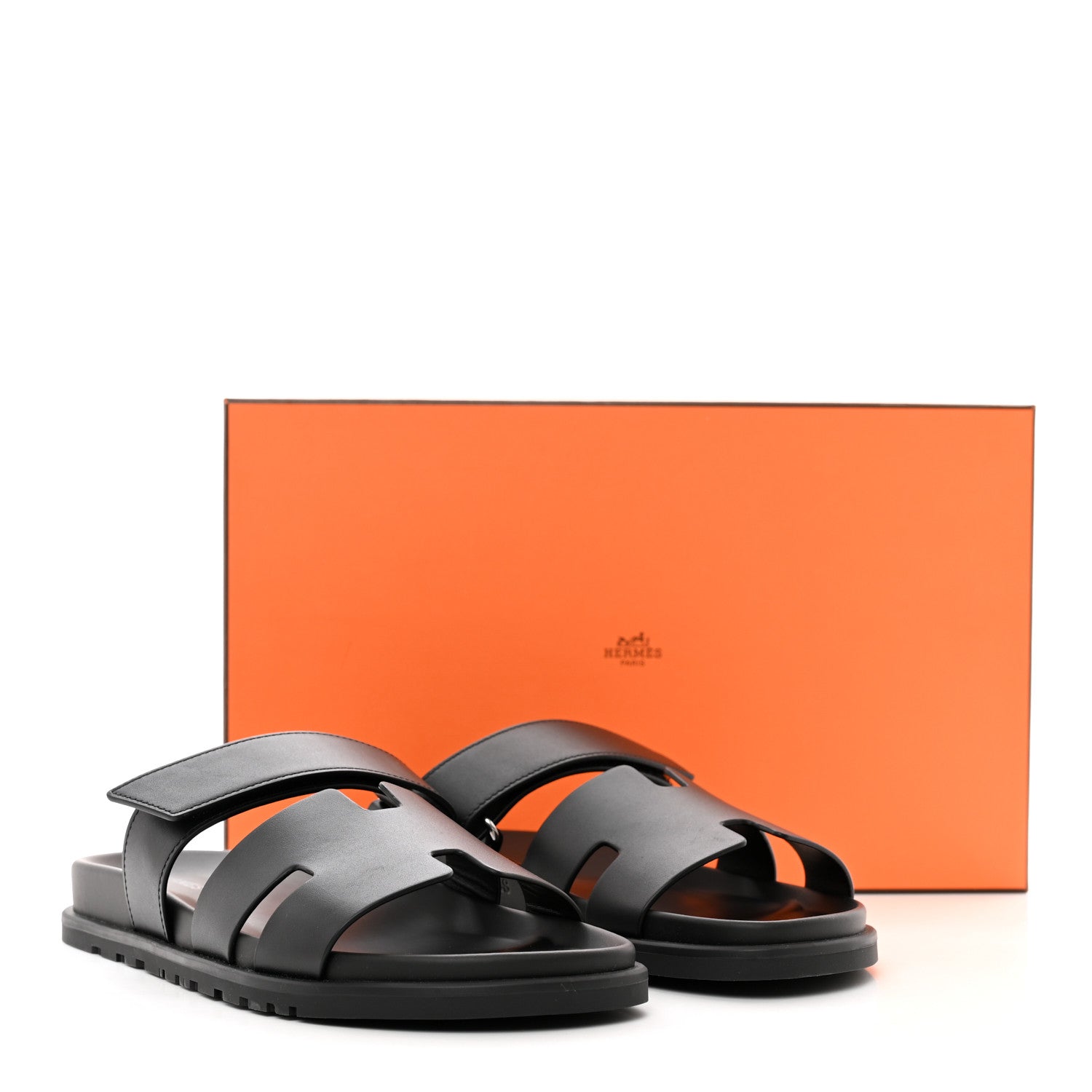 Hermes Calfskin Mens Chypre Sandals 42.5 Black 9 of 9