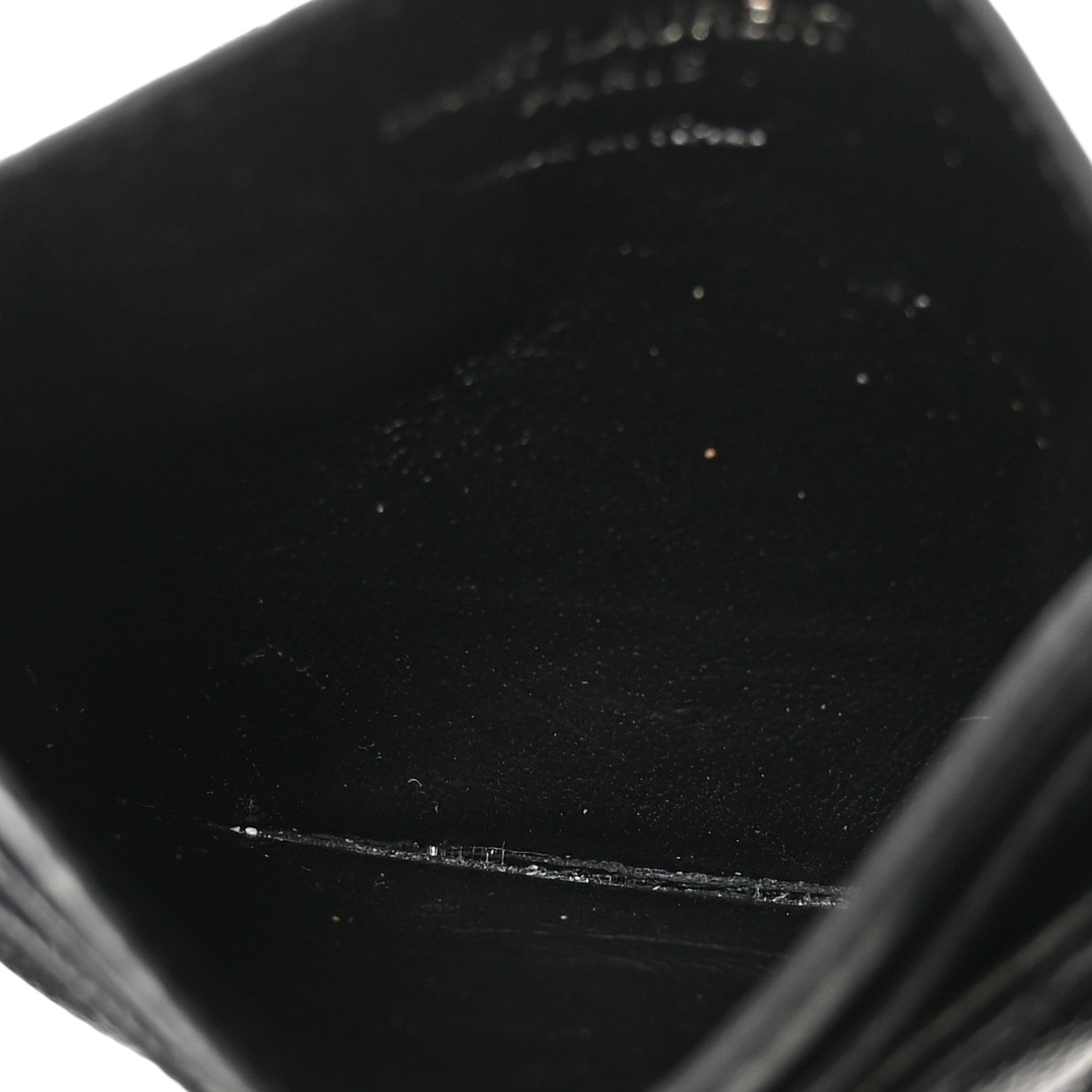 Saint Laurent Grain De Poudre Matelasse Chevron Monochrome Monogram Credit Card Case Black 5 of 8