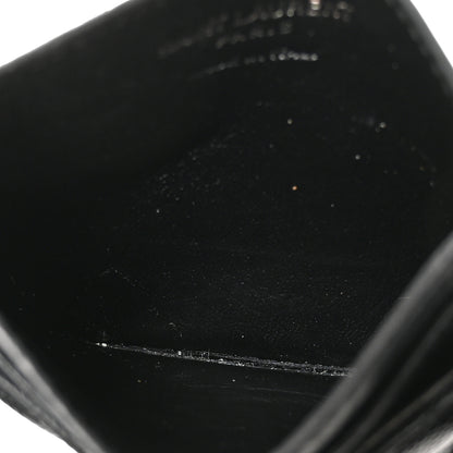 Saint Laurent Grain De Poudre Matelasse Chevron Monochrome Monogram Credit Card Case Black 5 of 8