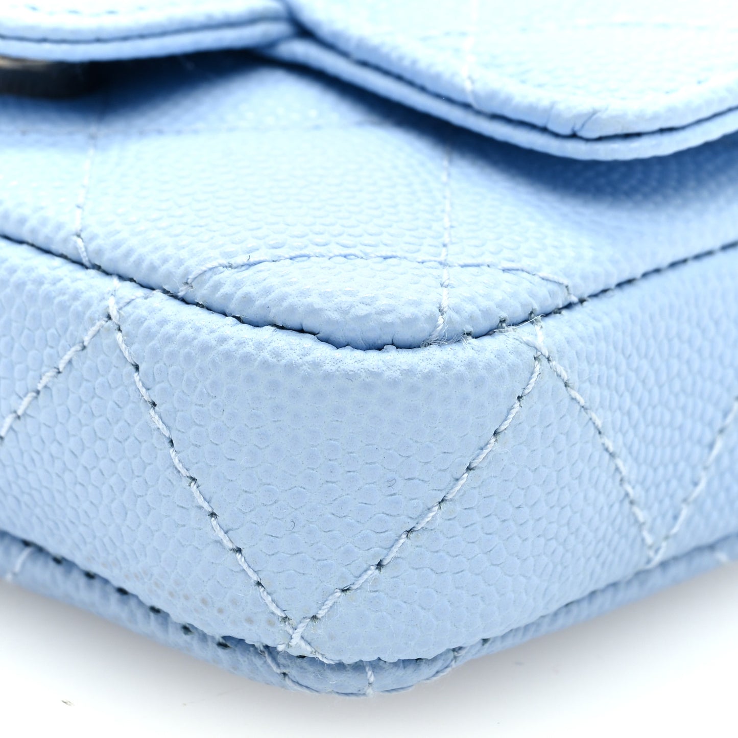 Caviar Quilted Mini Chain Belt Bag Light Blue