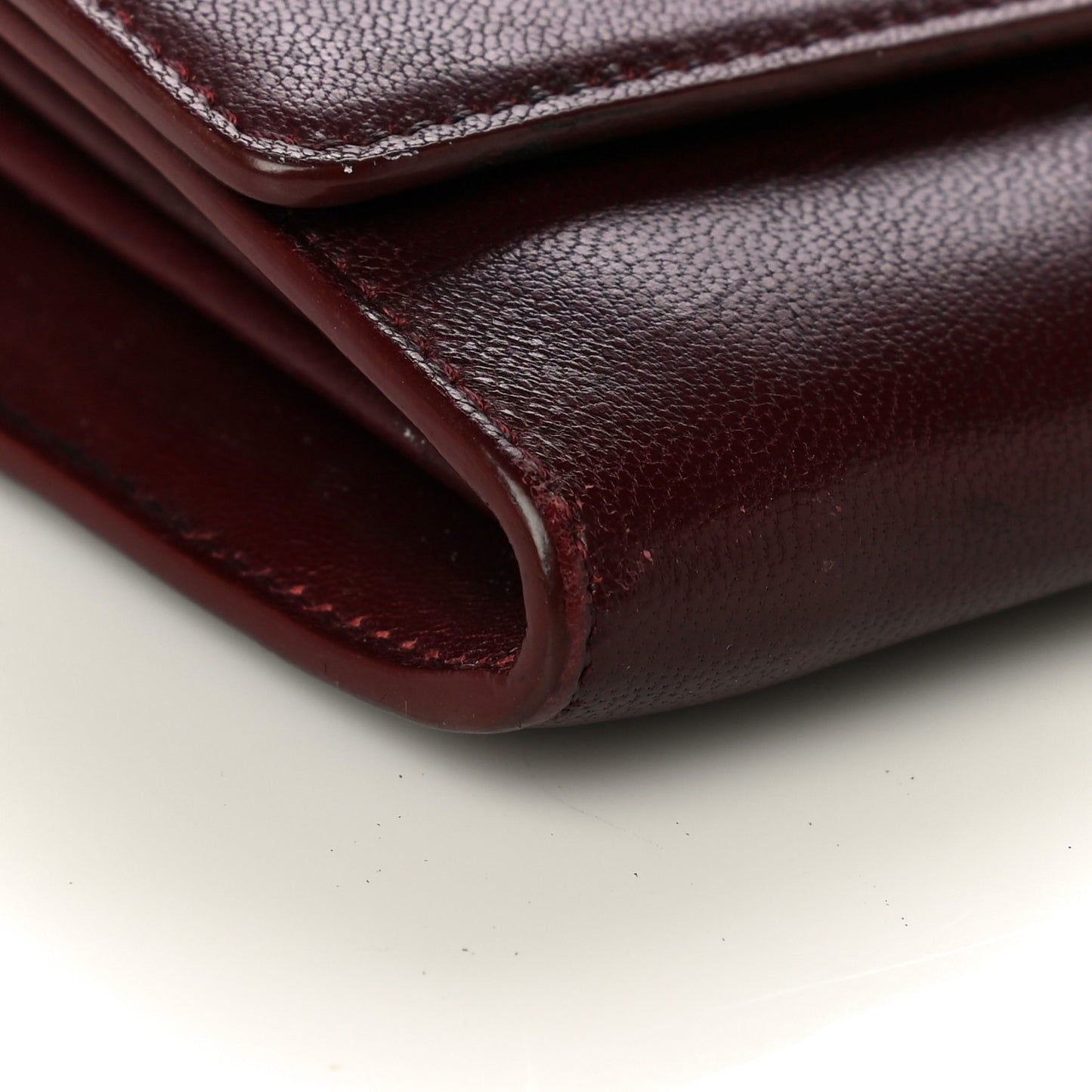 Goatskin Large Flap Wallet Burgundy