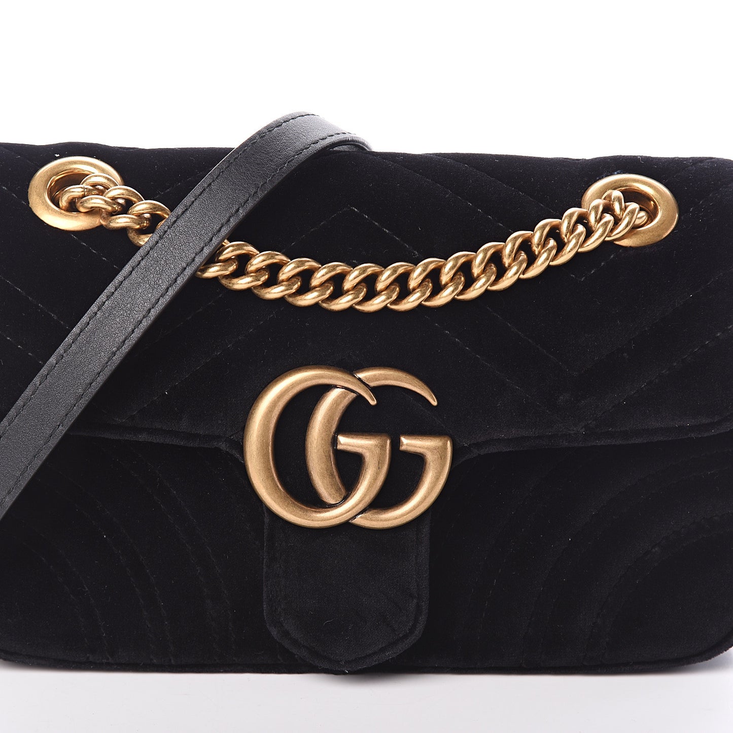 Velvet Matelasse Mini GG Marmont Shoulder Bag Black