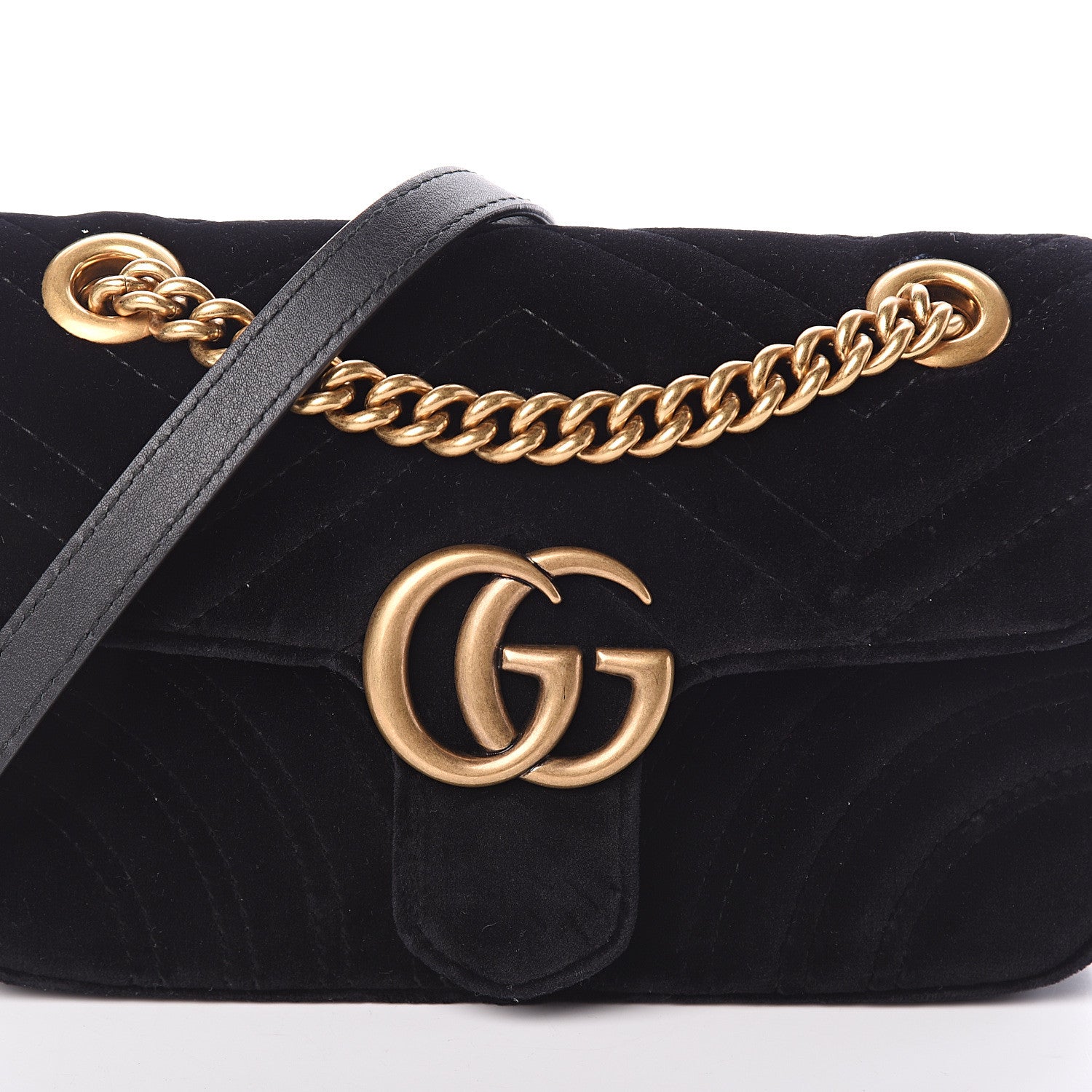 Gucci Velvet Matelasse Mini GG Marmont Shoulder Bag Black 6 of 8
