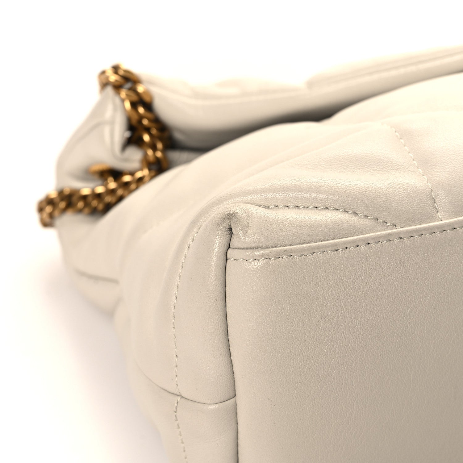 Saint Laurent Lambskin Quilted Small Loulou Puffer Monogram Chain Satchel Crema Soft 9 of 13