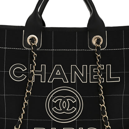 Chanel Cotton Medium Deauville Tote Black White 9 of 13