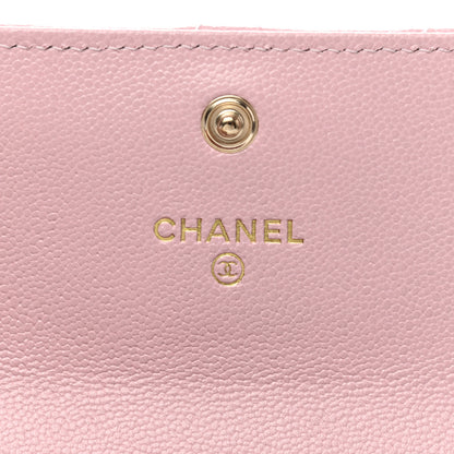 Chanel Caviar Quilted Studded CC Flap Card Holder Light Pink 6 of 9
