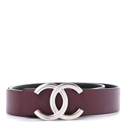 Chanel Calfskin CC Reversible Belt 80 Black Burgundy 1 of 4
