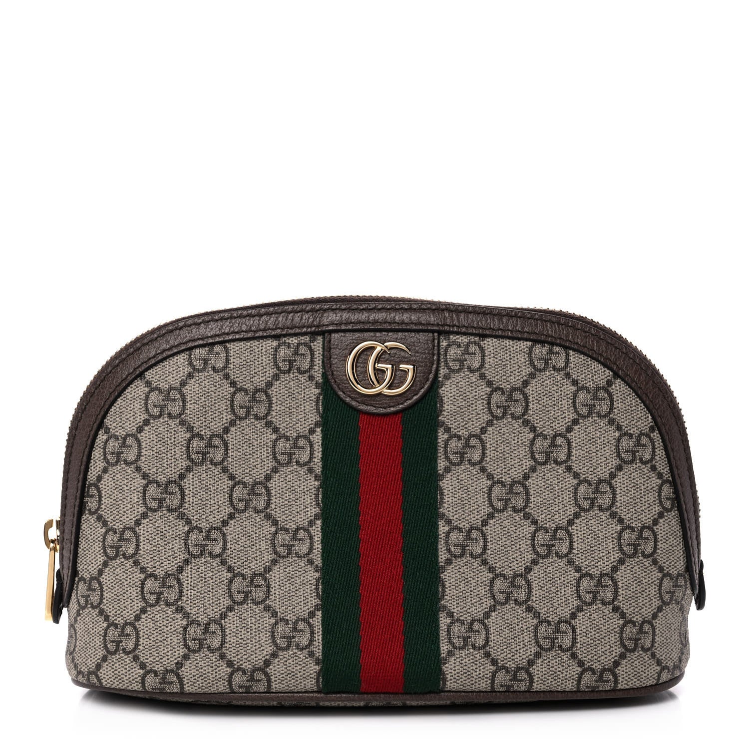 Gucci GG Supreme Monogram Textured Calfskin Web Large Ophidia Cosmetic Case Beige Ebony New Acero 1 of 13