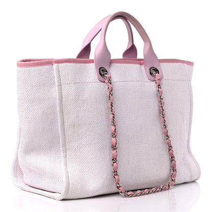 Chanel Woven Straw Raffia Medium Deauville Tote Pink 3 of 16