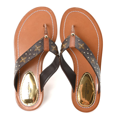 Louis Vuitton Monogram Sunny Flat Thong Sandals 37 Brown 2 of 9