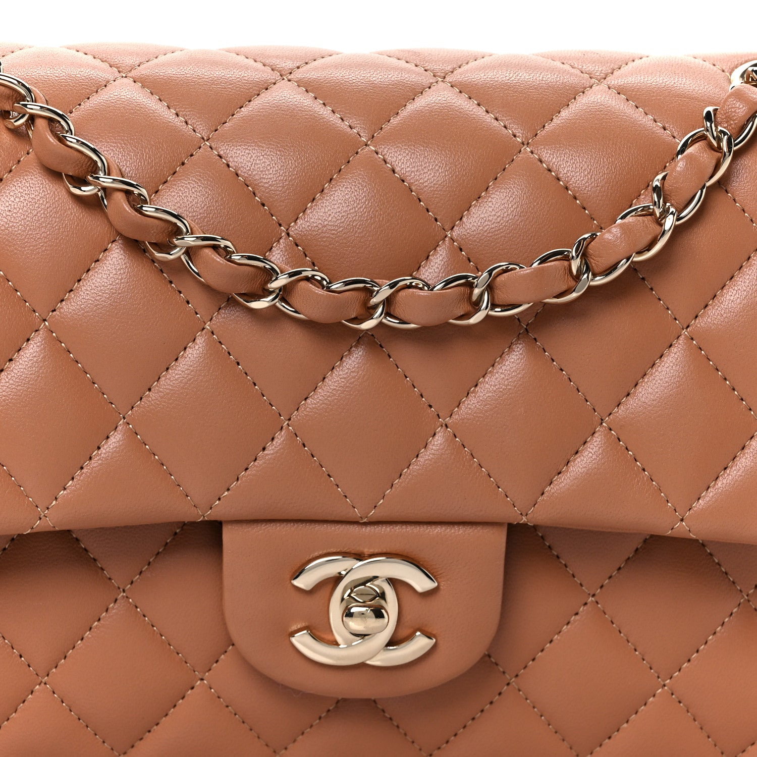 Chanel Lambskin Quilted Medium Double Flap Brown 9 of 12