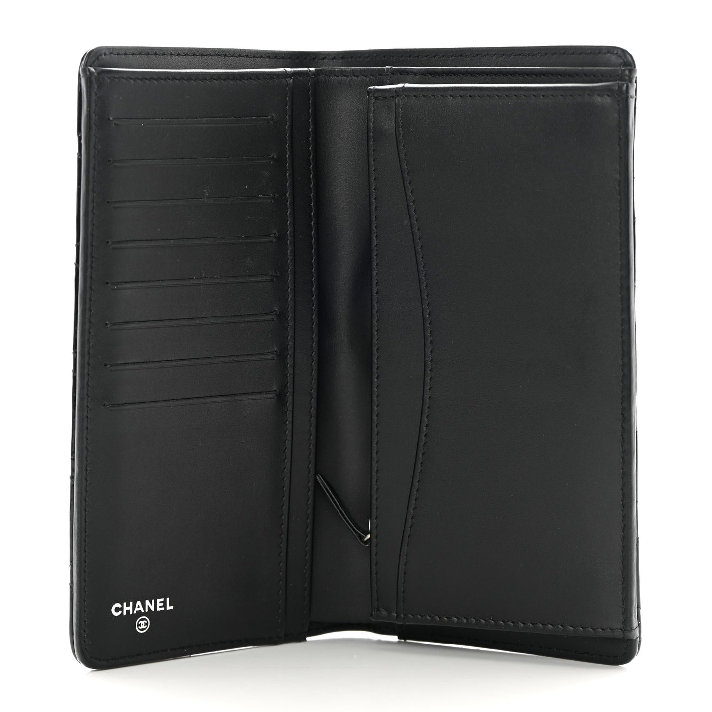 Patent Calfskin Quilted Yen Wallet Black