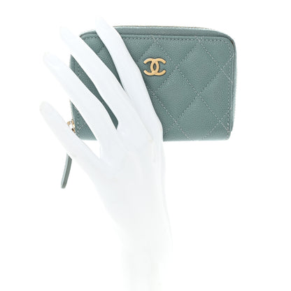 Chanel Caviar Quilted Zip Coin Purse Blue 2 of 10